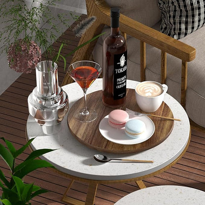 Lazy Susan for Table Top Bamboo Lazy Susan Turntable for Cabinet Kitchen Countertop Organizer for Condiment Bathroom Counter Organizer Decor Sink Tray Acacia Wood 13.2 Inch