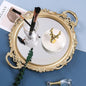 YANIZU Decorative Mirror Tray, Round with Handles, Organizer for Perfume, Makeup, Jewelry, Vintage Display and Serving Tray for Dresser, Counter and Coffee Table, 15.8" x 13", Gold