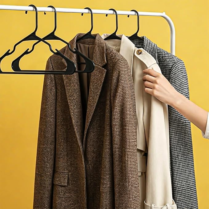 Utopia Home - Plastic Hangers 20 Pack - Space Saving Clothes Hanger - Durable and Strong Closet Organizers and Storage Makes It Ideal Stocking Stuffers or Apartment or Dorm Room Essentials (Black)