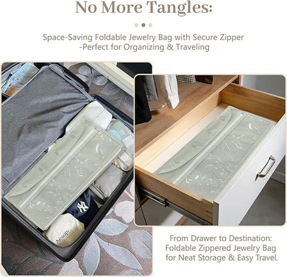 Bloss Hanging Jewelry Organizer and Storage Travel with Zipper, Travel Jewelry Organizer, Earring Travel Storage Holder with 36 Pockets, Travel Jewelry Holder for Suitcase,Closet,Foldable Roll Case