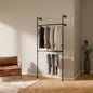 pamo Industrial Pipe Clothing Rack – Wall Mounted Black Closet System in Powder-Coated Steel – 41.4" W × 87.4" H – Easy Setup – Ideal for Walk-In Closets & Retail Use