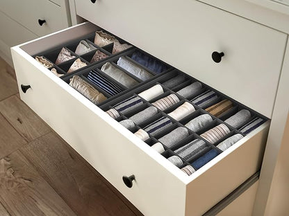 Simple Houseware 4-Pack Drawer Organizer Set - Closet Dividers for Underwear, Socks, Bras, Scarves, Ties - Foldable Non-Woven Storage Boxes, Dark Gray
