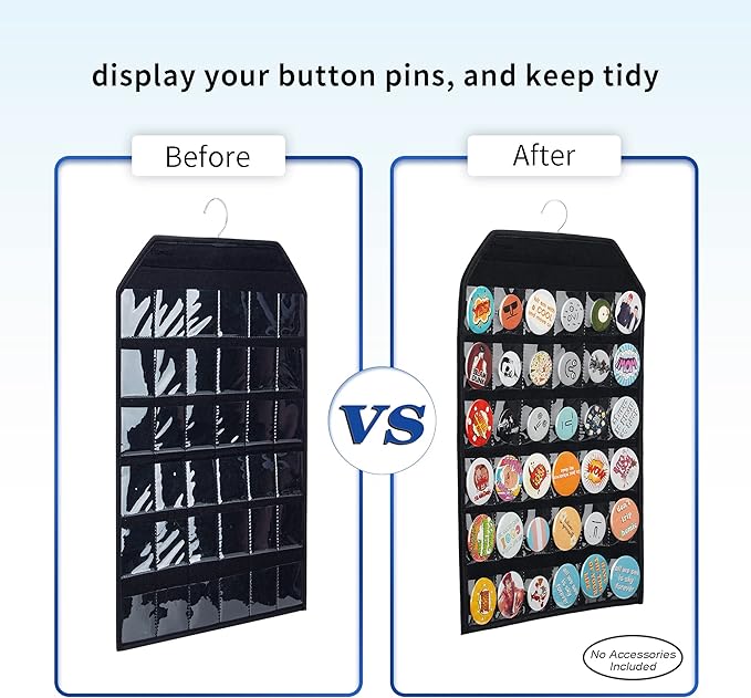 PACMAXI Wall Hanging Badge Button Pins Organizer Display Storage Stand, Enamel Pin Display Holder,hold Up To 36 Pins (Black)