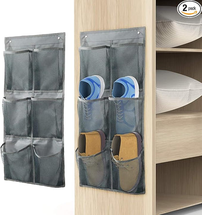 Wall Mounted Shoes Rack 2Pack/Can Store 6Pairs of Sneakers,with Sticky Hanging Mounts, Shoes Holder Storage Organizer Shelf,Door Shoe Hangers (SM06-Gray-2)