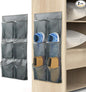 Wall Mounted Shoes Rack 2Pack/Can Store 6Pairs of Sneakers,with Sticky Hanging Mounts, Shoes Holder Storage Organizer Shelf,Door Shoe Hangers (SM06-Gray-2)