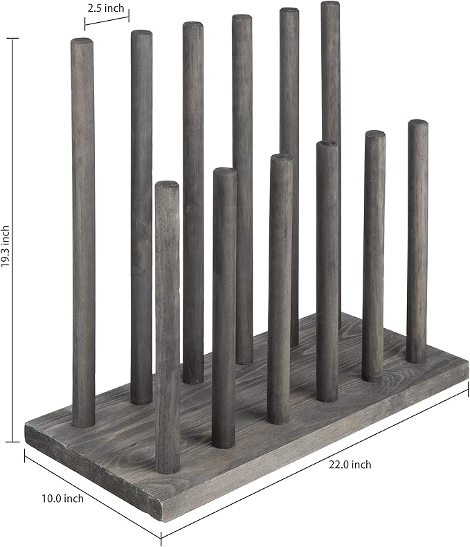 MyGift Vintage Gray Wood Entryway Boot Rack Organizer Tall Boots Inverter Holder - Holds up to 6 Pairs