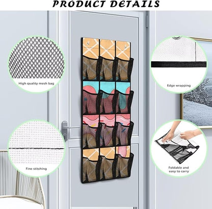 Over the Door Shoe Organizer,Ice Cream Pattern Shoe Organizer Door Hanger,Shoes Hanger Storage Organizer Bag for Bedroom Waterproof Reusable