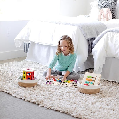 NaturalCozy 5-Piece Round Small Woven Baskets Set– Cotton Rope Baskets for Organizing! Montessori Toys, Fruits Remotes Key Tray Bowl for Entryway Desk, Shallow Catchall Home Décor, Cat Dog Bin Gift