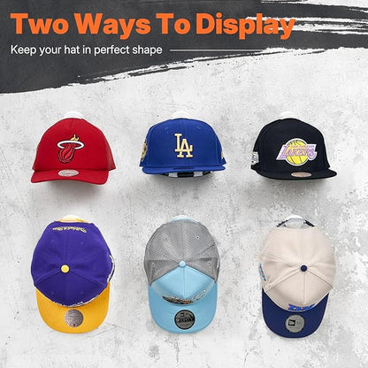 HOUSE DAY Adhesive Hat Hooks for Wall 16 Pack, Strong Hat Rack for Baseball Cap Display Organizer, Hats Hangers Holder for Wall, Door, Closet, No Drilling, Translucent