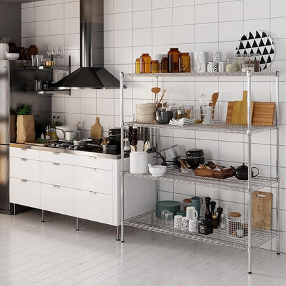 24" Deep x 54" Wide x 64" Height Wire Shelving Kit | 4-Tier | NSF Commercial Storage Rack Unit