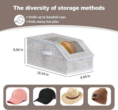 Hat Organizer for Baseball Caps 1 Pack Grey, Holds 15 Caps Hat Storage Hat Box, Closet Organizers and Storage for Closet/Shelf/Bedroom, Baseball Hat Organizer for Men Women