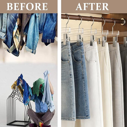 Besser 20Pcs Silver Acrylic Pants Hangers,Clear Hangers with Bright Silver Hooks,Luxurious Skirt Pants Hangers Clips for Clothing Closet Storage