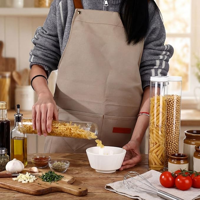 20 Pcs Plastic Jars with Lids 20 oz Plastic Food Storage Jar Spaghetti Containers Cylinder Containers with Screw on Lids for Dry Goods, Spice, Noodles, Spices and More(White)