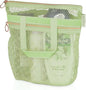 DV Lifestyle Mesh Shower Bag 10.2x9.9'' Quick-Dry Caddy with Zipper & 2 Pockets. Portable Toiletry Tote for Bathroom, Gym, Travel, Camp, Beach, for Sunscreen, Dorm & College Essentials (Light Green)