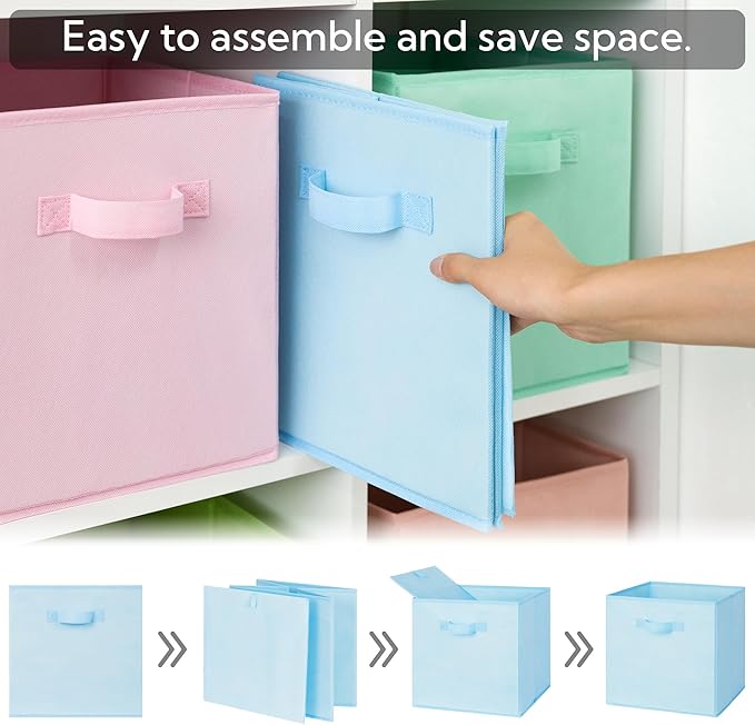 GRANNY SAYS 11 Inch Cube Storage Bins, Colorful Cube Storage Organizer, Fabric Storage Bins, Storage Cubes for Shelves, Closet, Toy Storage Bins for Kids Room, Play Room, Colour, 8-Pack