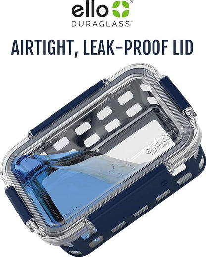 Ello Duraglass Mixed Meal Prep Sets Leak-Proof Glass Food Storage Containers with Silicone Sleeves and Airtight BPA-Free Lids, Dishwasher, Microwave, and Freezer Safe