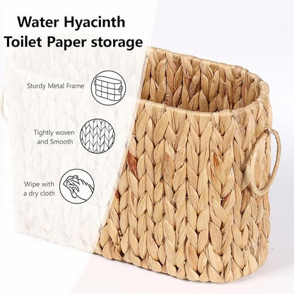 Toilet Paper Storage Bin, Large Storage Basket with Handles, Bathroom Accessories Organizer, Decorative Book Storage