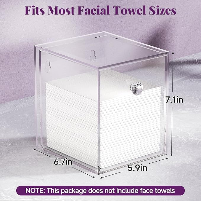 Delamu Clean Skin Club Face Towels Holder, Stackable Acrylic Organizer Compatible with Clean Skin Club Towel XL, Bathroom Vanity, Dresser Holder, Dustproof Multipurpose for Makeup, Skincare, Clear