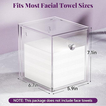 Delamu Clean Skin Club Face Towels Holder, Stackable Acrylic Organizer Compatible with Clean Skin Club Towel XL, Bathroom Vanity, Dresser Holder, Dustproof Multipurpose for Makeup, Skincare, Clear
