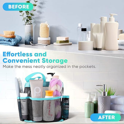 EUDELE Mesh Shower Caddy Portable for College Dorm Room Essentials,Shower Caddy Dorm with 8-Pocket Large Capacity for Beach,Swimming,Gym,Travel essentials