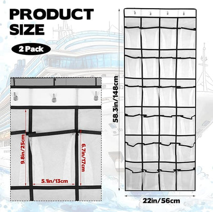 2Pcs Cruise Magnetic Door Organizer with Hooks, Magnetic Door Organizers with 24-Pocket for Cruise Ship, Strong Anti-Scratch Magnets, 2025 Cruise Essential, 8 Hooks, Behind-Door Storage