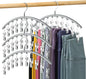 Volnamal Legging Organizer for Closet, Metal Yoga Pants Hanger w/Rubber Coated 4 Pack w/10 Clips Hold 40 Leggings, Hangers Space Saving Hanging for Closet Organizers and Storage-Gray