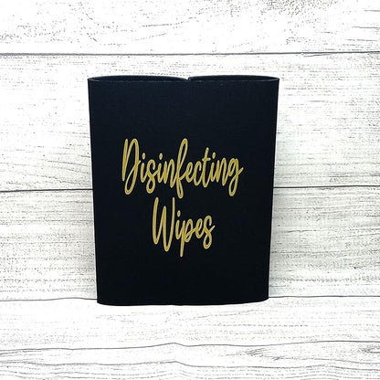 Decorative Cleaning Wipes Cover Gold Script (Small, Black)