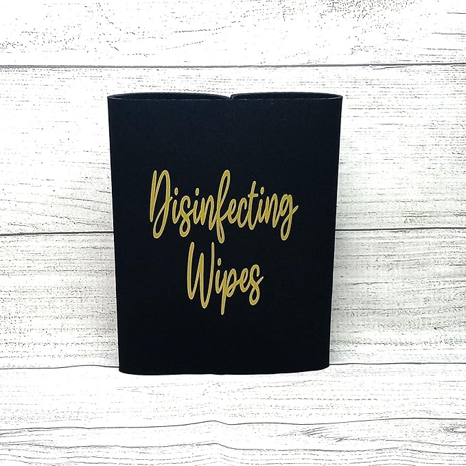 Decorative Cleaning Wipes Cover Gold Script (Large, Black)