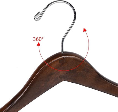 100 Quality Hangers Wooden Hangers Beautiful Sturdy Suit Coat Curved Hangers Great for Travelers Heavy Duty Hanger with Locking Bar - Retro Finish (100)