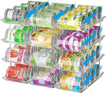 Stackable 4 Tiers Can Organizer Pantry and Automatic Soda Can Organizer for Refrigerator Can Dispenser
