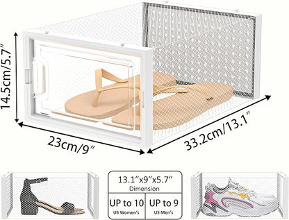 HOMIDEC Shoe Storage, 12 Pack Shoe Organizer for Closet, Shoe Boxes Clear Plastic Stackable Shoe Containers with Lids for Size 10