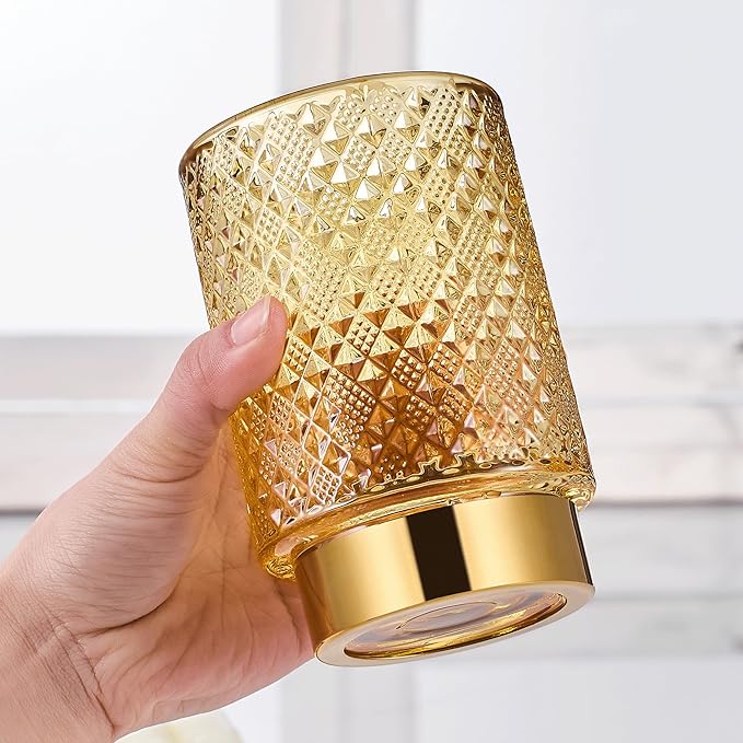Makeup Brush Holder Organizer,Toothbrush Holders,Desk Pen Pencil Holder,Multifunctional Vintage Glass Brush Cup（A45-2-US）