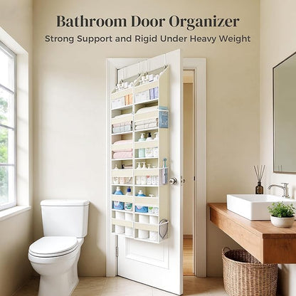 2-Pack Small 6 Tiers Over the Door Hanging Organizer, 6 Clear Pockets and 6 Mesh Pockets, 11.8” Wide for Narrow Cabinet Doors, French Doors in the Bathroom, Closet, RV