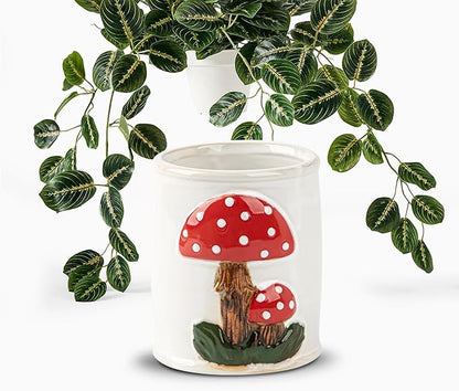 dgudgu Mushroom Makeup Brush Holder Ceramic Makeup Brush Organizer White Make Up Brush Holder Organizer