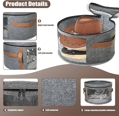 STARGAZ Oversized Clear Hat Storage Bag, Hat boxes for women storage, Cowboy hat storage, Hat accessories, hat organizer for closet, hat travel case with Handle, Holds Up to 10 Hats (Grey 1 Pack)