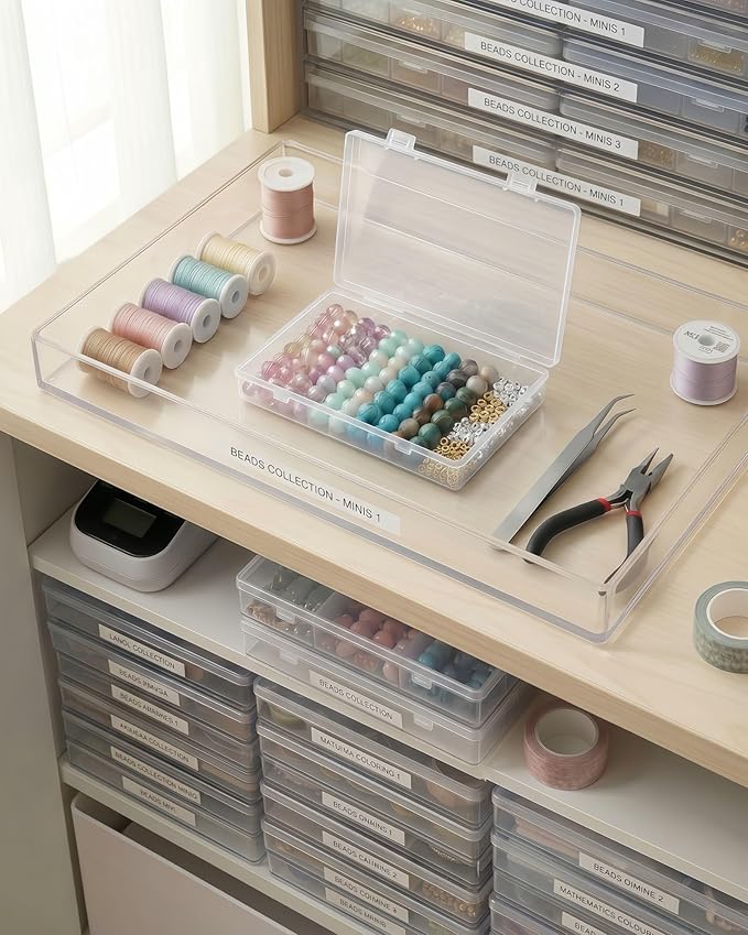 4 Pack Clear Plastic Storage Boxes with Lids, Organizer Containers 7.1x4.3x1.2 Inches for Small Parts, Crafts, Jewelry, Office Supplies