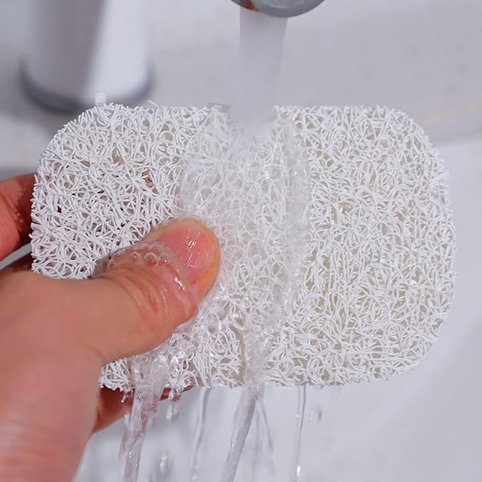 Snowkingdom 8 Pack White Soap Saver Holder for Bar Soap Draining Lift Pad 2.9" x 4.5" PVC Non-BPA Non-Slip Durable Porous