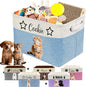 Personalized Dog Cat Toy Storage Basket with Pet's Name Custom Foldable Storage Box with Handles for Blankets Pet Stuff, Toys, Clothes