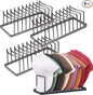 4 Pack Baseball Cap Organizer, Metal Hat Rack Holds 40 Caps, Free-Standing/No Install Hat Stand for Closet Shelf & Tabletop, Space-Saving Hat Holder for Baseball & Golf Caps