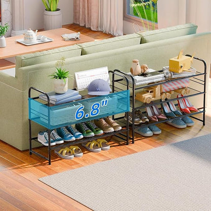 Standard Shoe Rack 3-Tier 32.5 Inches Wide,Shoe Organizer for Indoor Outdoor | Adjustable Metal Mesh Shelf Ideal for Home Entryway Closet & Garage Balcony | Black