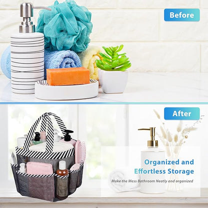 Attmu Mesh Shower Caddy Portable for College Dorm Room Camping Essentials, Shower Caddy Dorm with 9-Pockets, Large Capacity Hanging Basket Bathroom Bag for Toiletry, Swimming, Gym, Camp, Beach