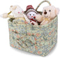 Storage Basket Boho Fabric Large Collapsible Floral Laundry Nursery Hamper Portable Folding Storage for Clothes Toys (Light Green A)