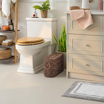 GRANNY SAYS Toilet Paper Storage Basket with Lid, Woven Toilet Paper Holder, Waterproof Bathroom Organizers and Storage, Wicker Basket for Bathroom Storage, Brown