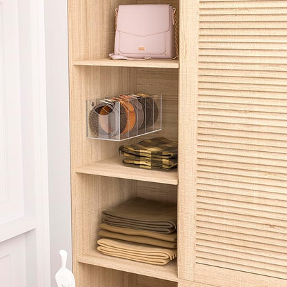 Sezanrpt 5 Compartments Acrylic Belt Organizer, Clear Belt Display Case for Tie Organizer Wall Mounted