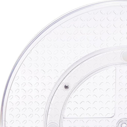 Amazon Basics 2 Tier Lazy Susan Turntable Organizer for Condiments, 12" Diameter, Clear