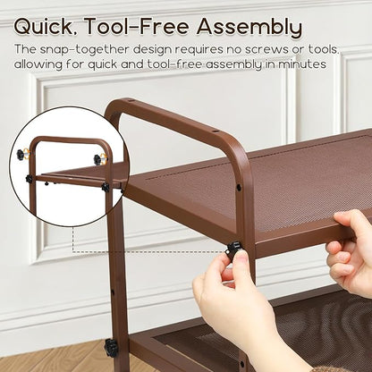 Expandable Shoe Rack for Closet - Shoe Organizer for Entryway, Adjustable Metal Shoe Storage, Stackable Long Shoe Stand Holder for Garage, Hallway, Door Entrance (Brown, 2 Tier)
