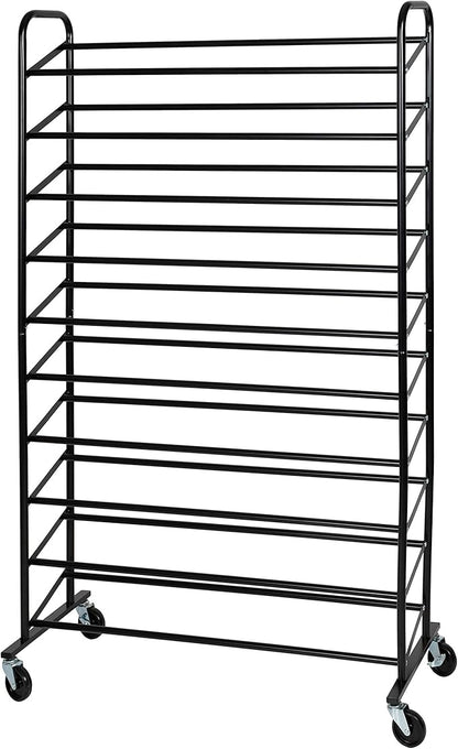 Honey-Can-Do 50-Pair Black Rolling Shoe Storage SHO-08861 Black, 100 lbs