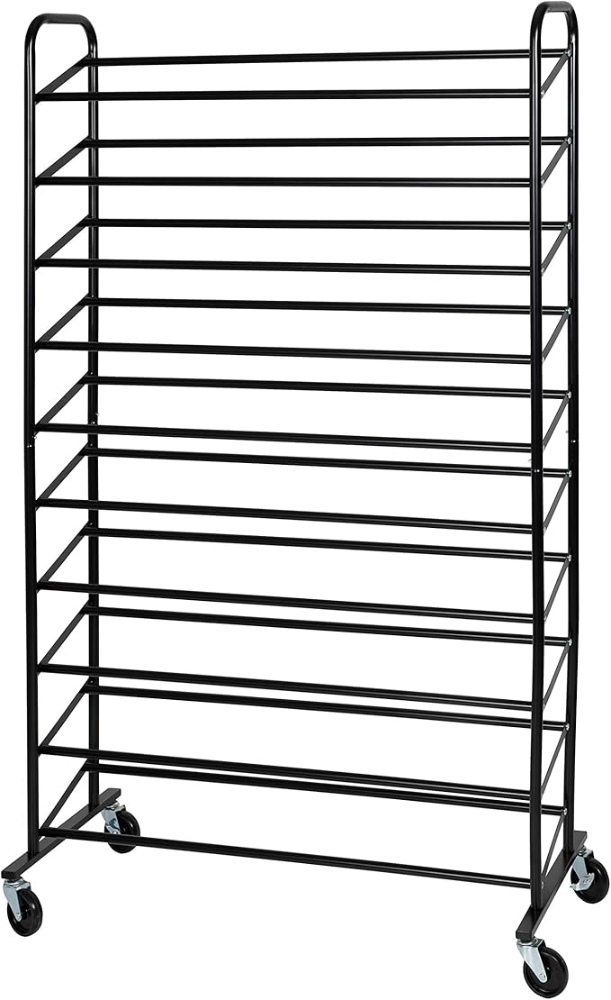 Honey-Can-Do 50-Pair Black Rolling Shoe Storage SHO-08861 Black, 100 lbs