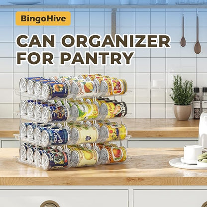 Can Organizer for Pantry Stackable AND Rolling Soda Can Dispenser for Refrigerator Soda Can Organizer