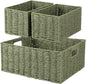 OIAHOMY Wicker Baskets for Organizing, Large and Small Shelf Baskets Set, Handwoven Bins for Storage,Paper Rope Home Organizers, Set of 3-Green